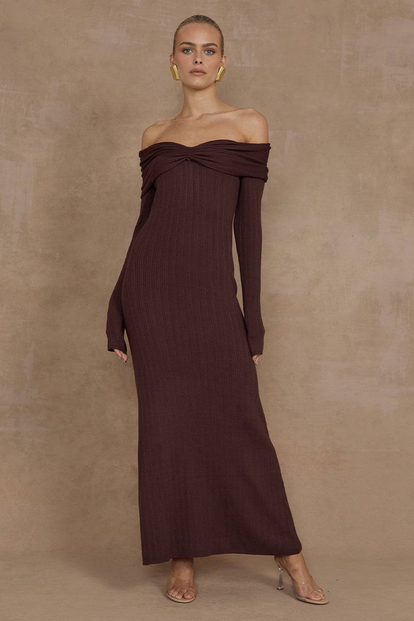 AIRILIE MIDI DRESS - BROWN – us.runawaythelabel.com