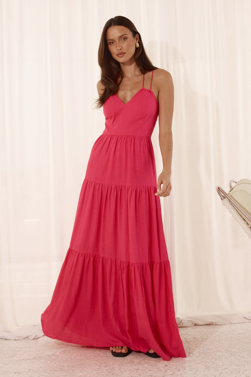 CHIARA MAXI DRESS - HOT PINK – us.runawaythelabel.com