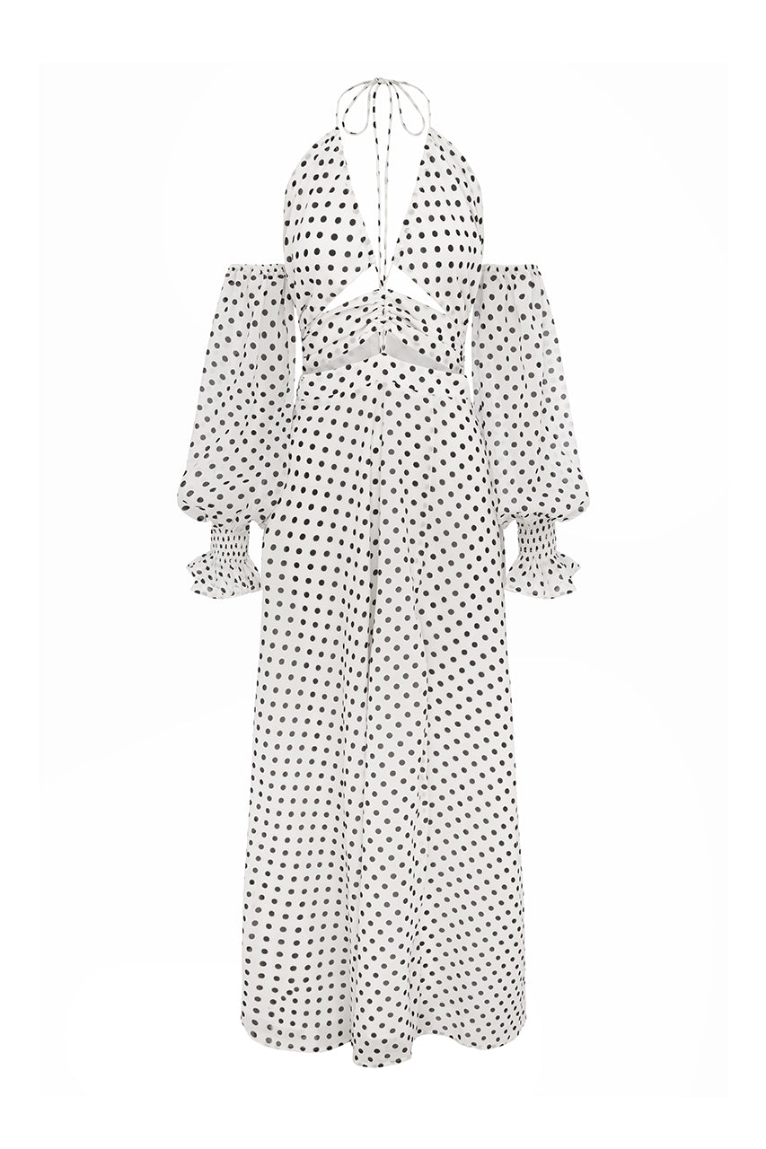 Zara white orders polka dot maxi dress