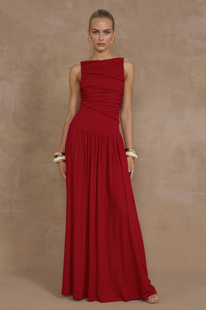 NALLA MAXI DRESS - CHERRY – us.runawaythelabel.com